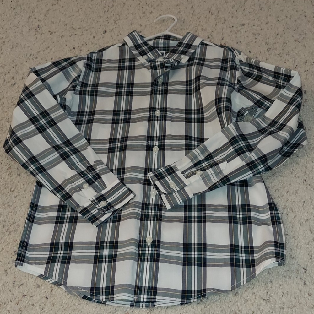 New Janie and jack plaid Christmas green Dress shirt 8